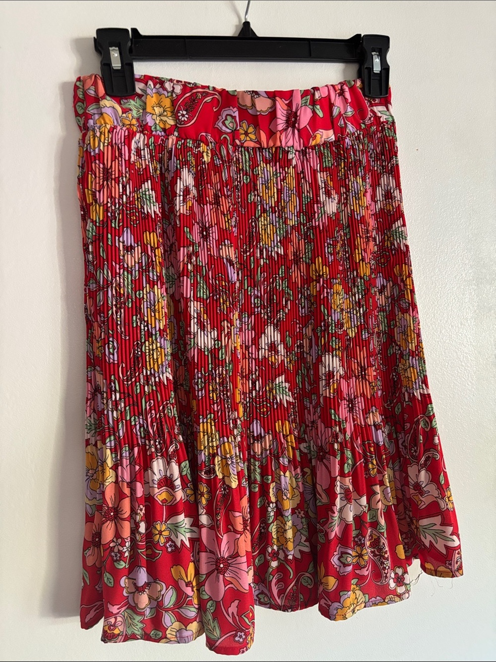 Red Floral Smocked Circle Skirt